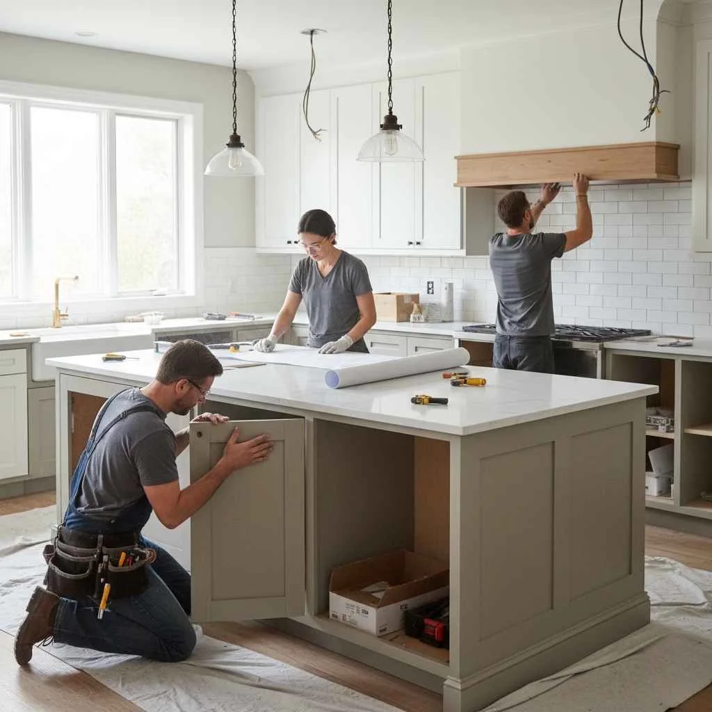 professionals working on a kitchen remodel