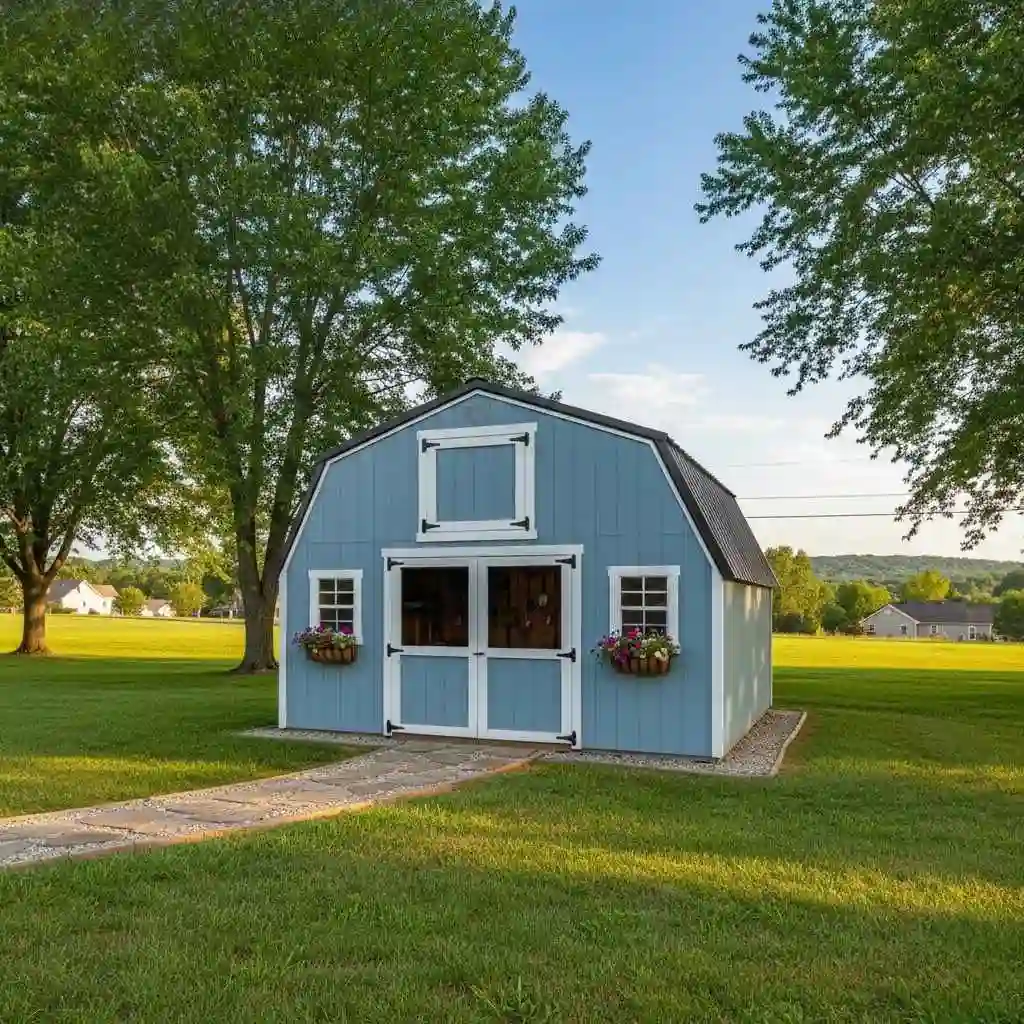 Barn-style shed with double doors in a Goodlettsville backyard